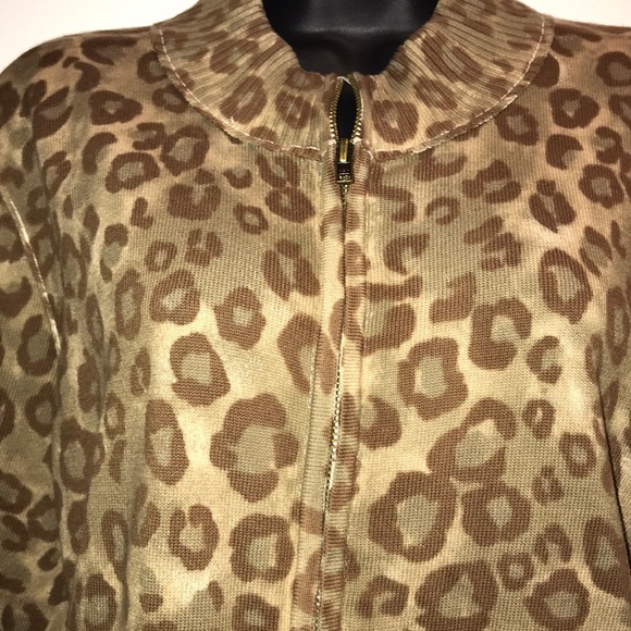 RELATIVITY Animal Print Zip Cardigan Sweater~L - Picture 2 of 4